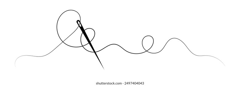 Thread with sewing needles on white background. Modern design icon. Vector illustration.	