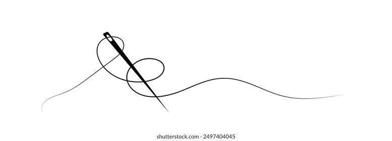 Thread with sewing needles on white background. Modern design icon. Vector illustration.	