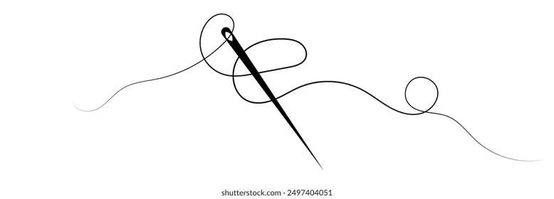 Thread with sewing needles on white background. Modern design icon. Vector illustration.	