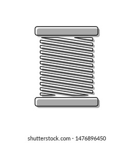 Thread sign illustration. Black line icon with gray shifted flat filled icon on white background. Illustration.