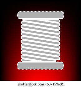 Thread sign illustration. Postage stam or old photo style on red-black gradient background.