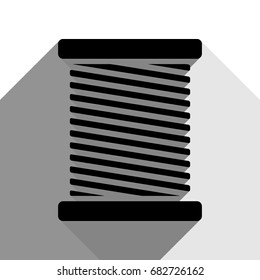 Thread sign illustration. Vector. Black icon with two flat gray shadows on white background.