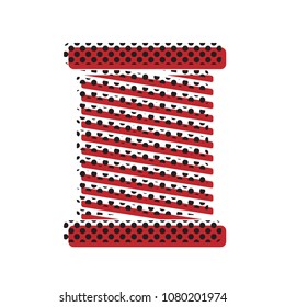 Thread sign illustration. Vector. Brown icon with shifted black circle pattern as duplicate at white background. Isolated.