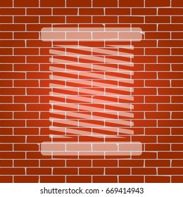 Thread sign illustration. Vector. Whitish icon on brick wall as background.