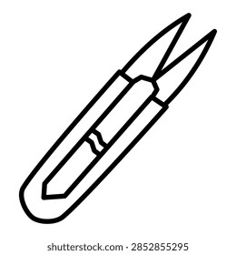 Thread Snips Scissors Line Icon - Sewing Tool Vector