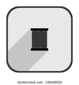 Thread spool - black vector icon  with long shadow