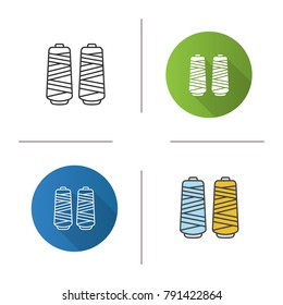 Thread spool icon. Flat design, linear and color styles. Isolated vector illustrations