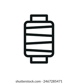 Thread spool isolated icon, ring spun bobbin thread vector symbol with editable stroke