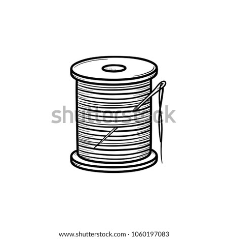 Image, Stock Photo Spool of thread on a blue jeans
