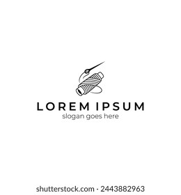 Thread spool and needle logo design. Tailor and textile logo template