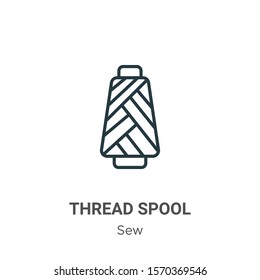 Thread spool outline vector icon. Thin line black thread spool icon, flat vector simple element illustration from editable sew concept isolated on white background