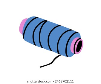 Thread spool, reel. Sewing bobbin. Rolled string, fibre for needlework, dressmaking. Handicraft, needlecraft accessory. Flat graphic vector illustration isolated on white background