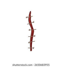 thread suture cartoon. absorbable nonabsorbable, technique material, repair incision thread suture sign. isolated symbol vector illustration
