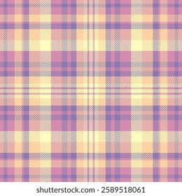 Thread textile pattern background, post check fabric vector. Cell plaid texture tartan seamless in pink and orange colors palette.