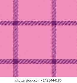 Thread textile seamless check, traditional background texture plaid. Tape fabric vector pattern tartan in pink and purple color.