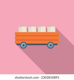 Thread trailer icon flat vector. Cotton machine. Fabric plant