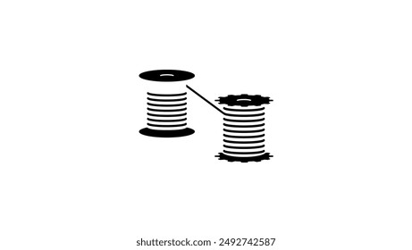 Thread winding machine, black isolated silhouette