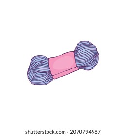 Thread or yarn for knitting and needlework, sketch cartoon vector illustration isolated on white background. Symbol or sign of trendy handicraft hobby.