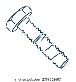 Threaded bolt screw fastener for industrial hardware handdrawn