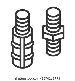Threaded Fittings Icon Vector Illustration Outline