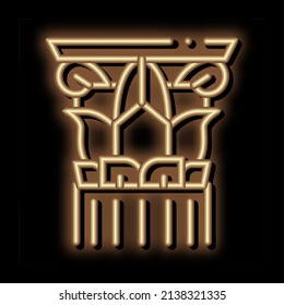 threaded greek column neon light sign vector. Glowing bright icon threaded greek column sign. transparent symbol illustration