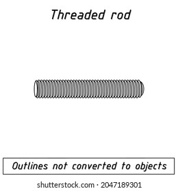 threaded rod fastener outline blueprint