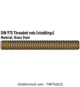 Threaded rods from brass steel.