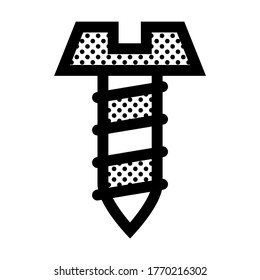 Threaded Screw. Icon Filled with Dots.