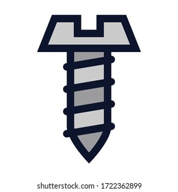 Threaded Screw. Simple Vector Color Icon.