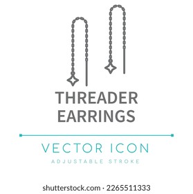 Threader Earrings Jewelry Vector Line Icon