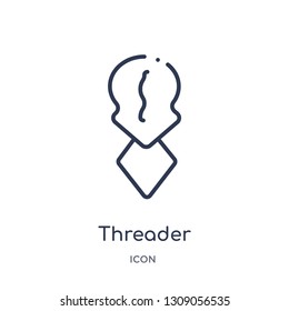 threader icon from sew outline collection. Thin line threader icon isolated on white background.