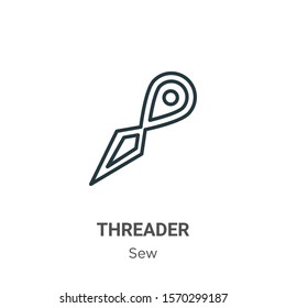 Threader outline vector icon. Thin line black threader icon, flat vector simple element illustration from editable sew concept isolated on white background