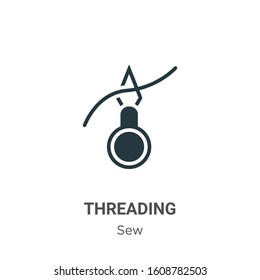 Threading glyph icon vector on white background. Flat vector threading icon symbol sign from modern sew collection for mobile concept and web apps design.
