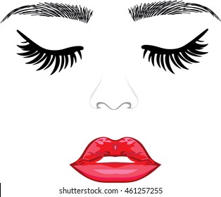 Threading salon, Eyelash Extensions, Eyes, Eyebrows, Red full Lips 