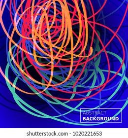 Threads chaos background. Abstract lines composition. Color blue background. Applicable for covers, club poster, placard, title page. Eps10 vector.