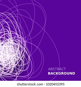 Threads chaos background. Abstract lines composition. Color purple background. Applicable for covers, club poster, placard, title page. Eps10 vector.