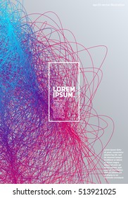 Threads chaos poster. Abstract lines composition. Applicable for covers, club poster, placard, title page. Eps10 vector.