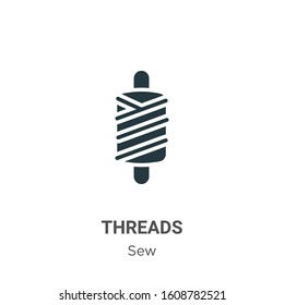 Threads glyph icon vector on white background. Flat vector threads icon symbol sign from modern sew collection for mobile concept and web apps design.