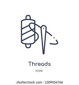 threads icon from sew outline collection. Thin line threads icon isolated on white background.