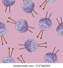 Threads and knitting needles for hobbies wallpaper. Made with love. Needlework. 