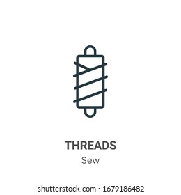 Threads outline vector icon. Thin line black threads icon, flat vector simple element illustration from editable sew concept isolated stroke on white background