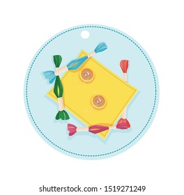 threads in a skein for embroidery vector illustration