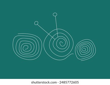 Threads in skein, knitting needles. Handicraft, linear icon, doodle. Handmade. A ball of wool. Illustration on an isolated background.