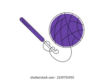 Threads in a skein, vector icon. Handmade. Doodle style. Items and tools for knitting and needlework. Vector illustration. Isolated white background.