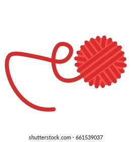 Threads. Tangle. Vector illustration of a tangle of red thread. Hand drawn tangle of thread.