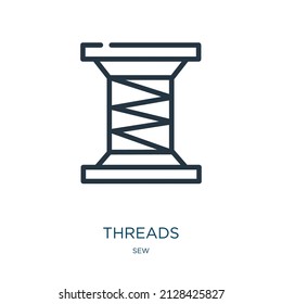 threads thin line icon. thread, textile linear icons from sew concept isolated outline sign. Vector illustration symbol element for web design and apps.