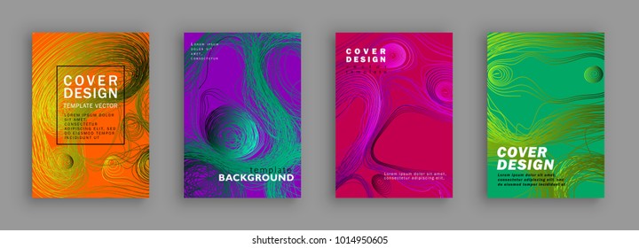 Threads-line conceptual design. Minimal covers design. Colorful halftone gradients. Background line art patterns. Vector template brochures, flyers, presentations, leaflet, magazine a4 size