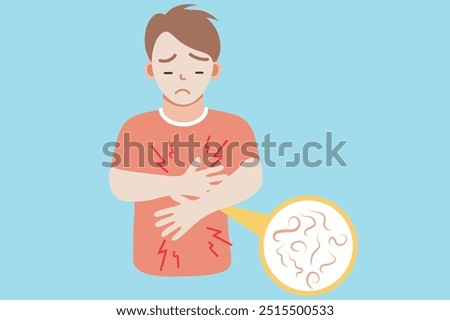 Threadworms (pinworms) are small intestinal parasites causing itching around the anus, mainly at night.enterobiasis and can aggravate conditions like insomnia, irritability,   and abdominal pain.