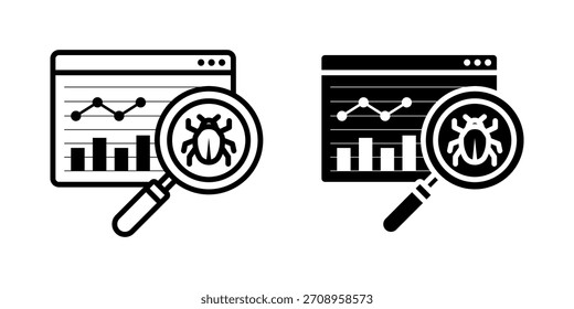 Conjunto de iconos de análisis de amenazas. Ilustración vectorial sobre fondo blanco.