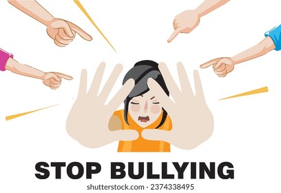 Threat concept. A young woman is afraid to accept. A frightened teenage girl wants to stop bullying and humiliation.